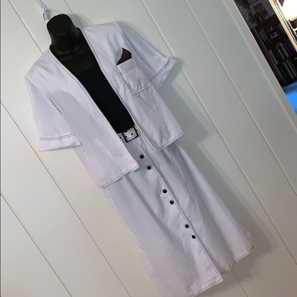 Vtg 70s Caron black‎ & white dress with jacket
